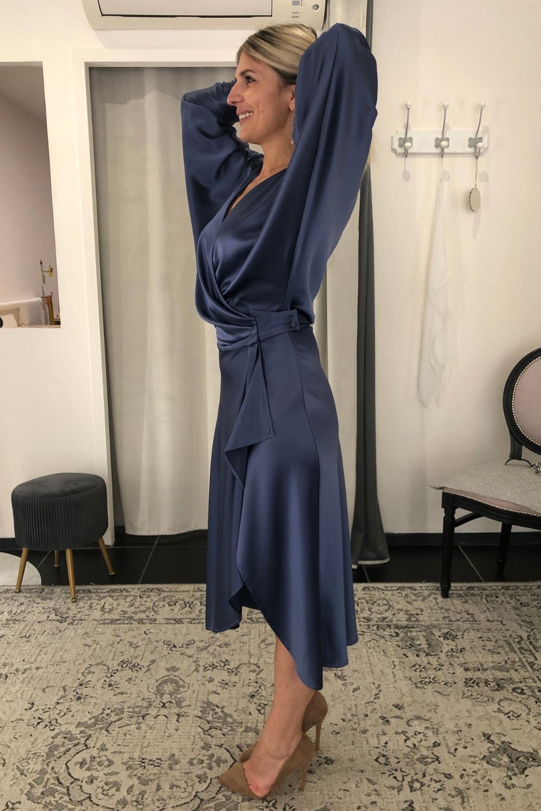 Robe de cérémonie en satin pour maman du marié