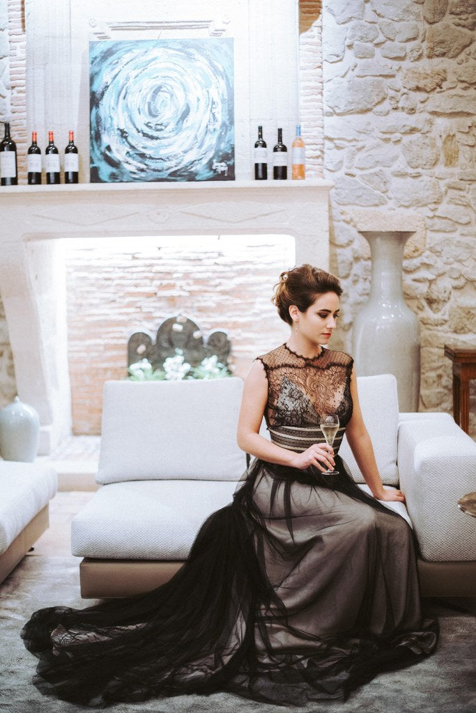 Robe de gala haute couture en dentelle
