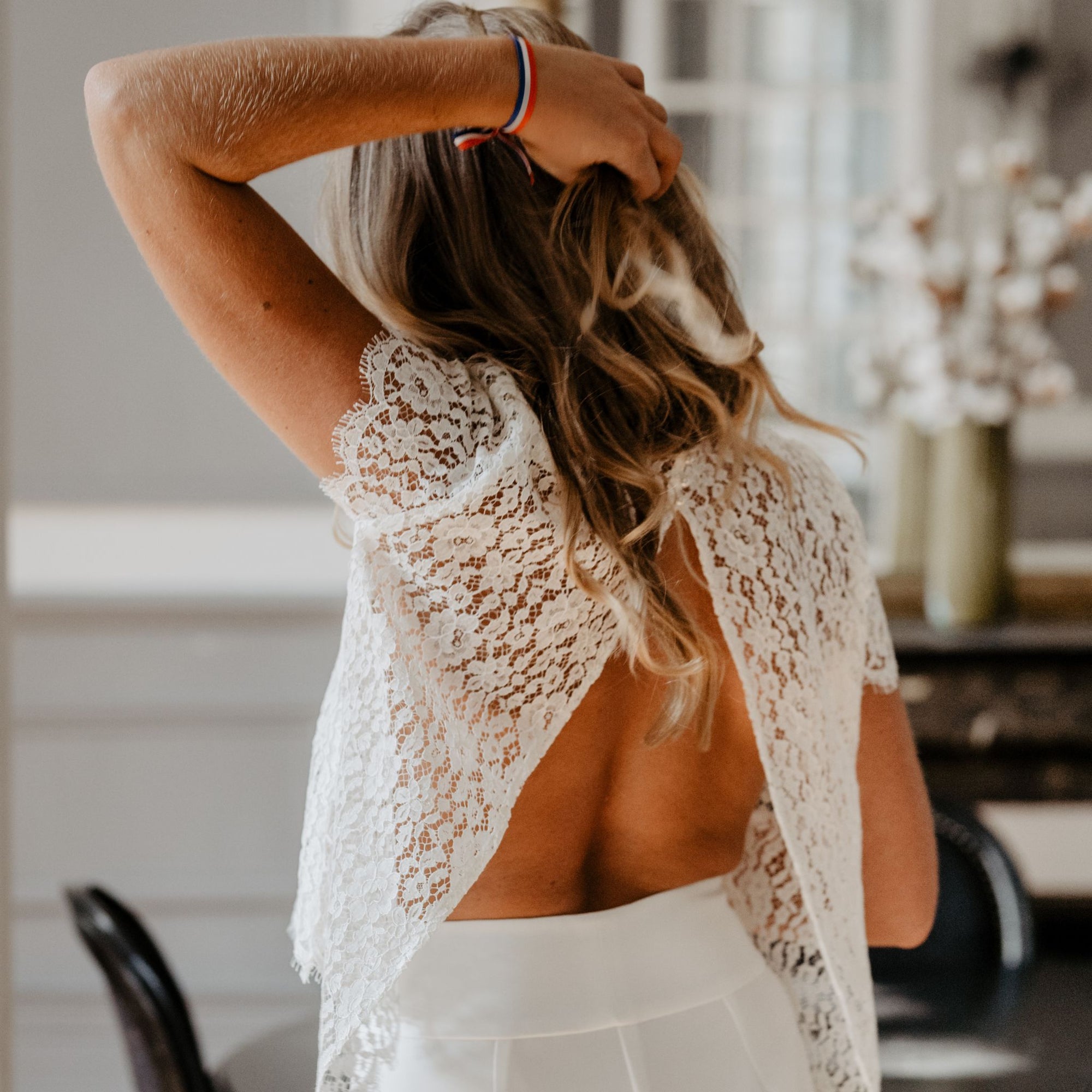 Mariée Courte Robe De Mariée En Soie Et Dentelle Ensemble Mariage