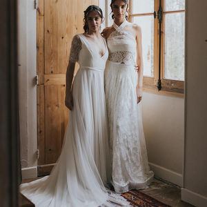robe de mariée dentelle de Calais Haute Couture Bordeaux