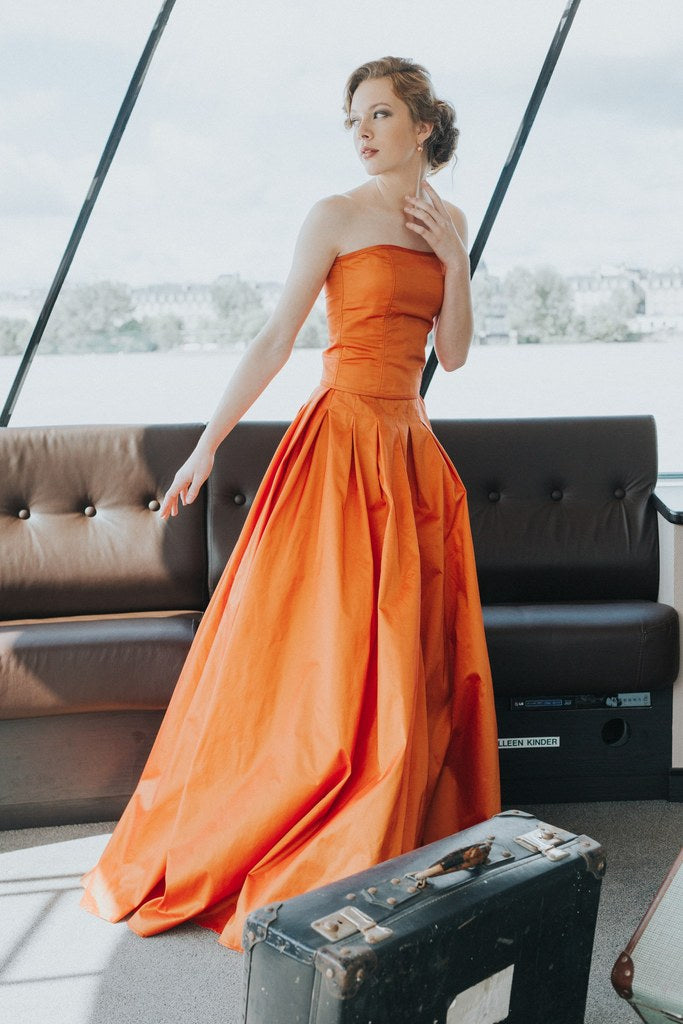 Robe de cérémonie en taffetas orage