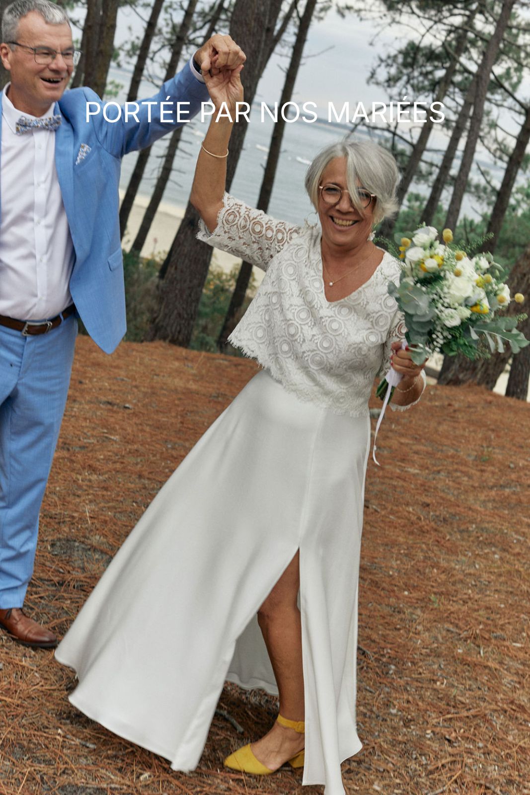 Notre mariée et sa jupe fendue