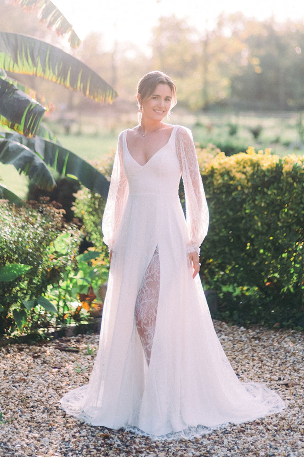 Robe de mariée manches longues en dentelle