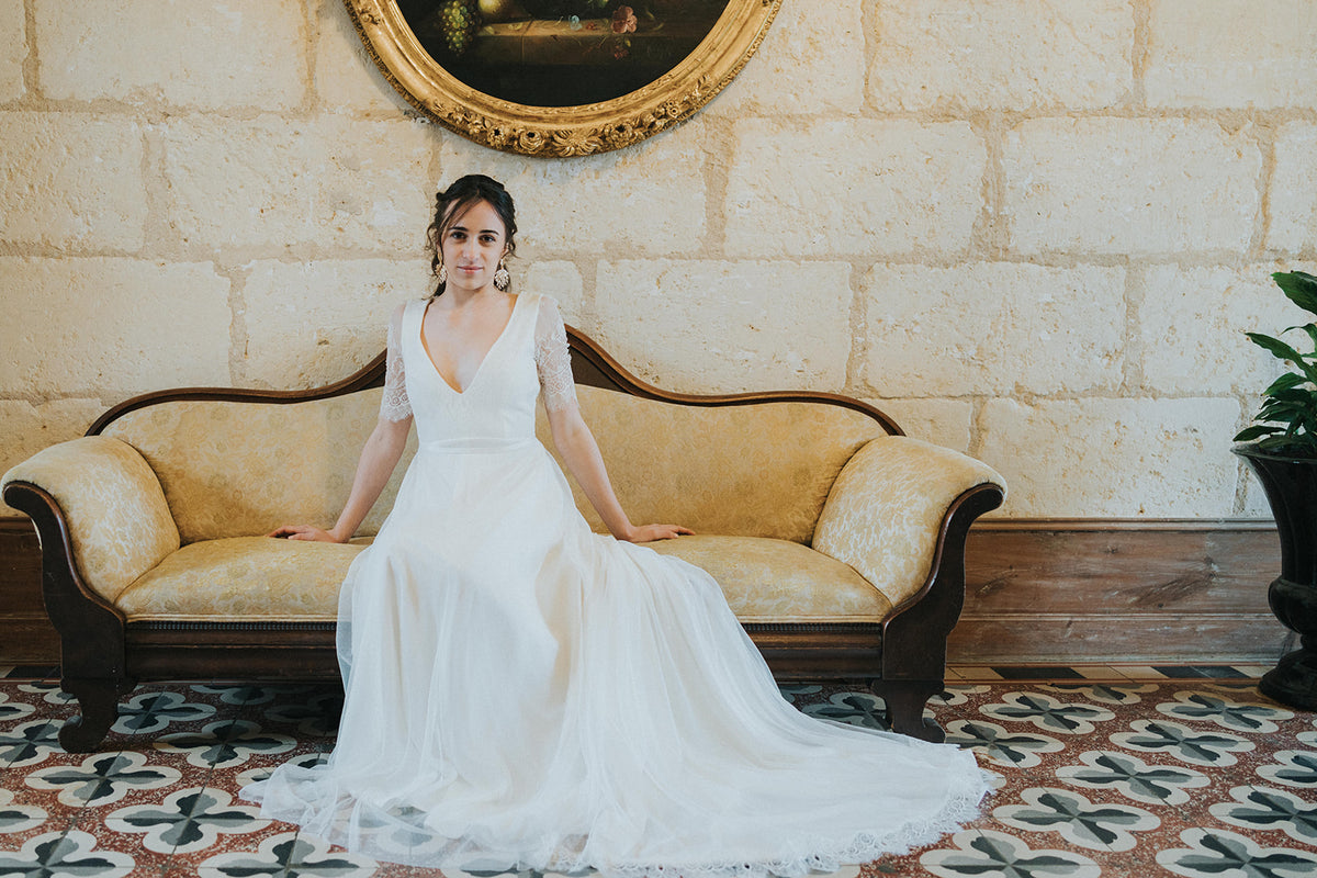 Rose - robe de mariée haute couture signée par la créatrice Christelle Vasseur à Bordeaux