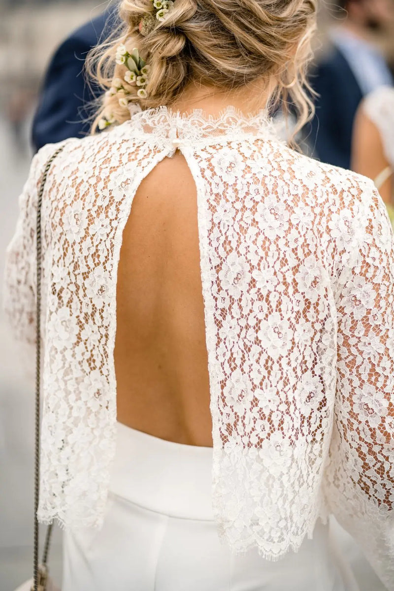 CAMILLE - HAUT DENTELLE DOS NU - MARIAGE Christelle Vasseur Couture