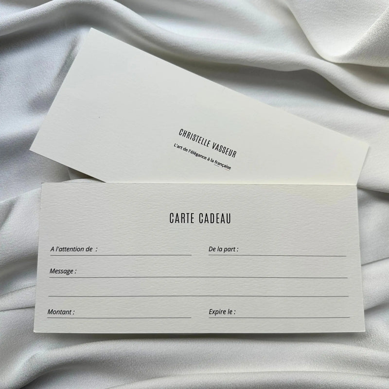 Carte cadeau Christelle Vasseur, valable en ligne et à l’atelier de Bordeaux