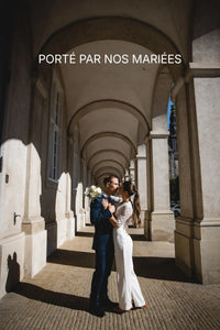 Notre mariée en pantalon blanc 