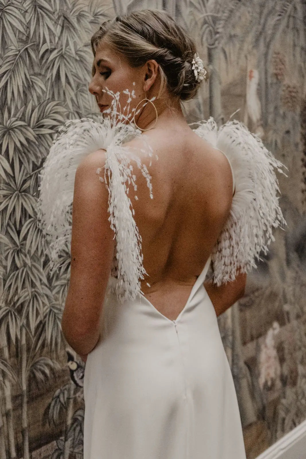 Mariage Robe Plume Blanche Robe De Mariée Hervé Mariage Plume 40