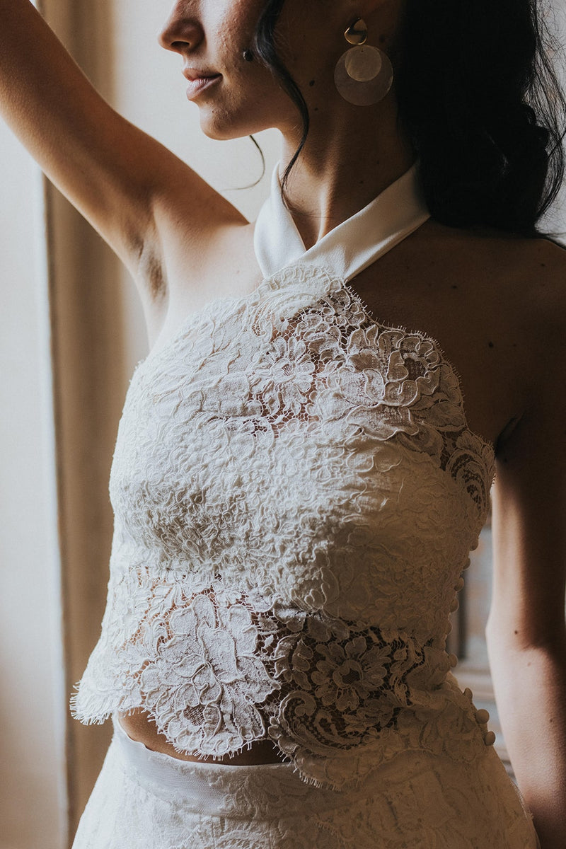 Détail Robe de mariée haut Rani