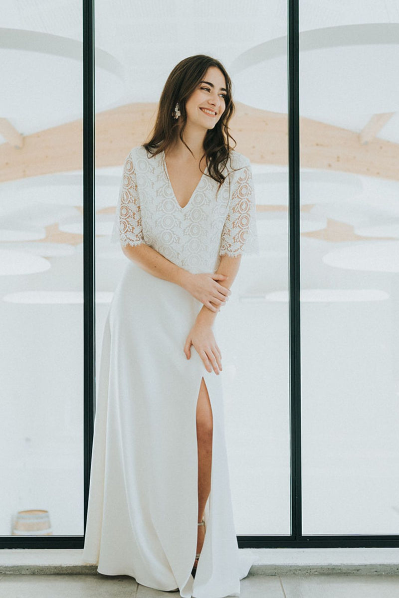 VICTOIRE - JUPE LONGUE FENDUE - MARIAGE Christelle Vasseur Couture