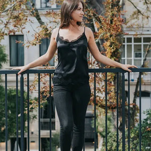 Top Lucette noir en soie