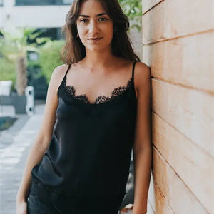 Top Lucette noir en soie