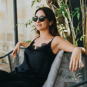 Top Lucette noir en soie