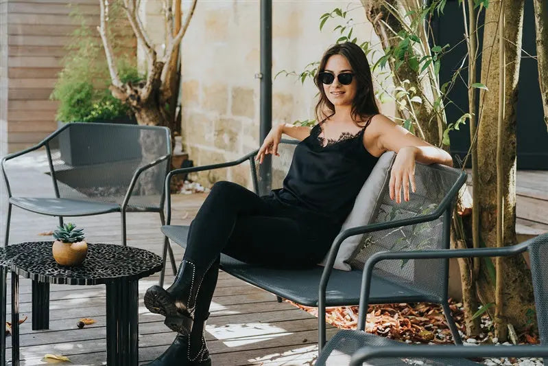 Top Lucette noir en soie