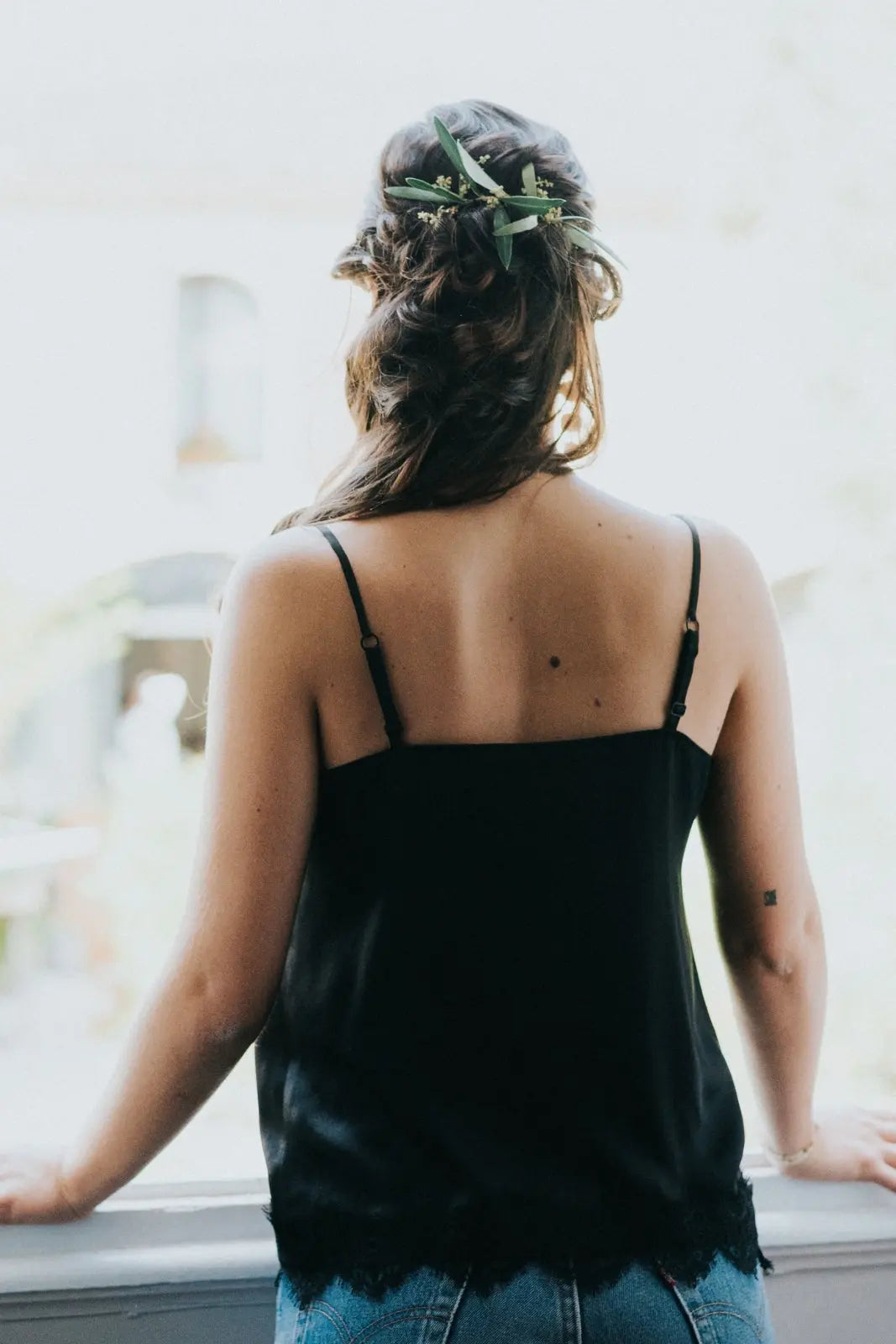 Top Lucette noir en soie