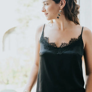 Top Lucette noir en soie