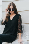 LAURIE - HAUT CHIC FEMME EN DENTELLE NOIRE DOUBLÉ Christelle Vasseur Couture