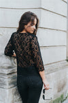 LAURIE - HAUT CHIC FEMME EN DENTELLE NOIRE DOUBLÉ Christelle Vasseur Couture